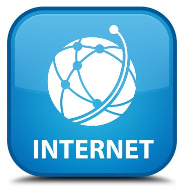Internet (küresel ağ simgesini) camgöbeği mavi kare düğme
