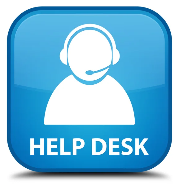 Pomoc biurko (ikona opieka klienta) cyan niebieski przycisk kwadratowy — Zdjęcie stockowe