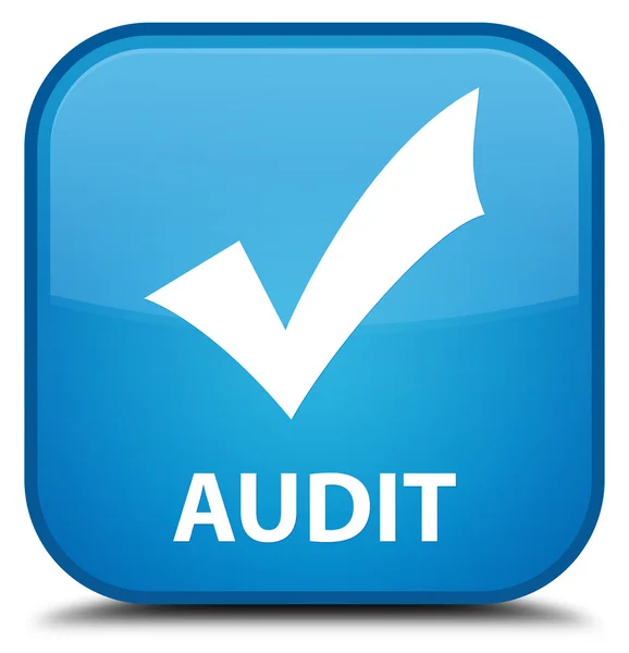 Audit (validate icon) cyan blue square button — Stock Photo, Image