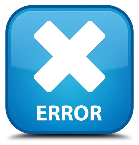 Error (cancelar icono) botón cuadrado azul cian — Foto de Stock