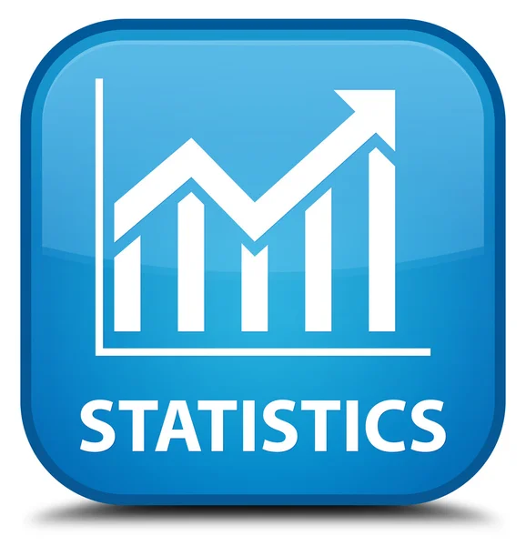 Statistik cyan blue square button — Stockfoto