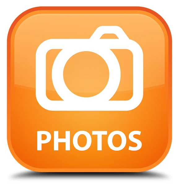 Φωτογραφίες (εικονίδιο κάμερας) πορτοκαλί τετράγωνο κουμπί — Φωτογραφία Αρχείου