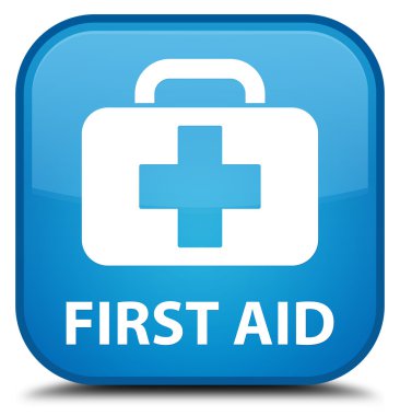 İlk yardım camgöbeği mavi kare düğme