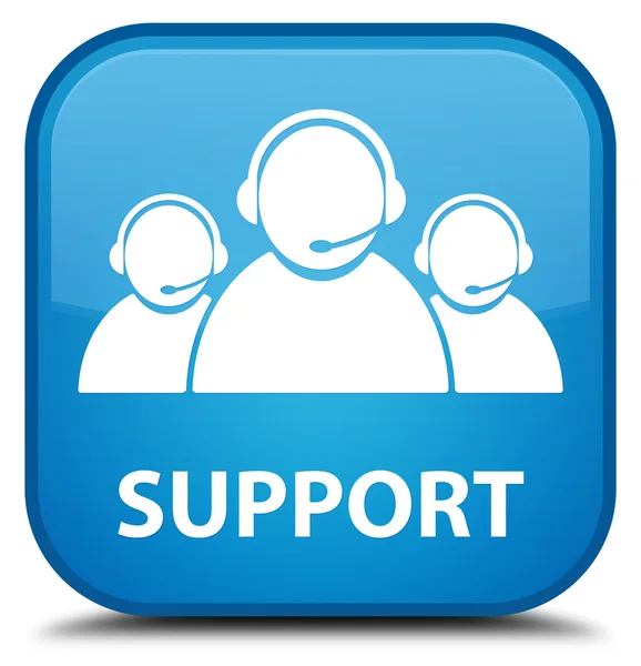 Support (customer care team icon) cyan blue square button — Stock Photo, Image