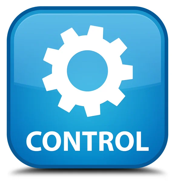 Controle (ícone de configurações) botão quadrado azul ciano — Fotografia de Stock