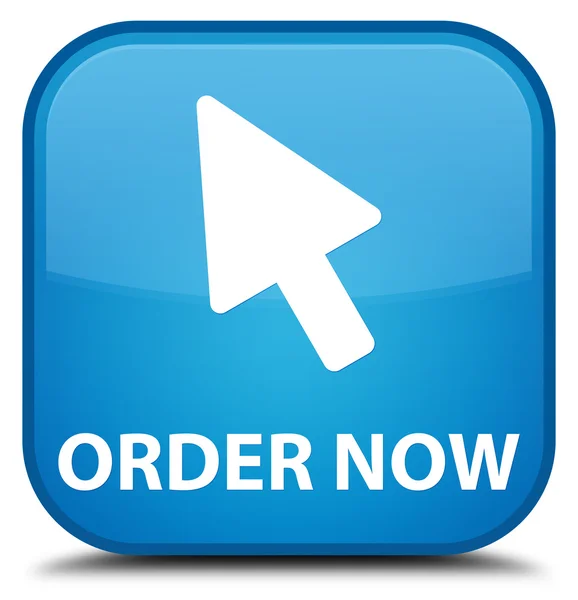 Order now (cursor icon) cyan blue square button — Stock Photo, Image