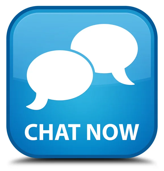 Chat jetzt cyan blue square button — Stockfoto