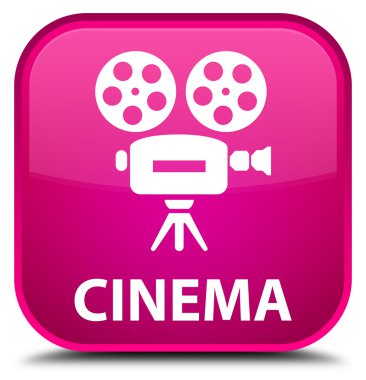 Sinema (video kamera simgesi) pembe kare düğme