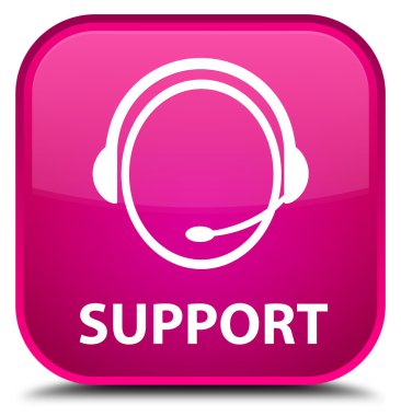Destek (müşteri bakım simgesi) pembe kare düğme