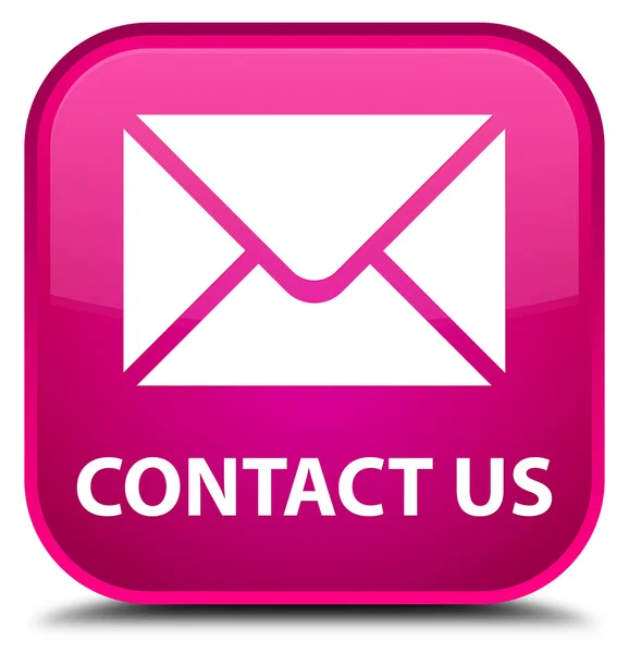 Зв'язатися з нами (іконка електронної пошти) рожева квадратна кнопка — стокове фото
