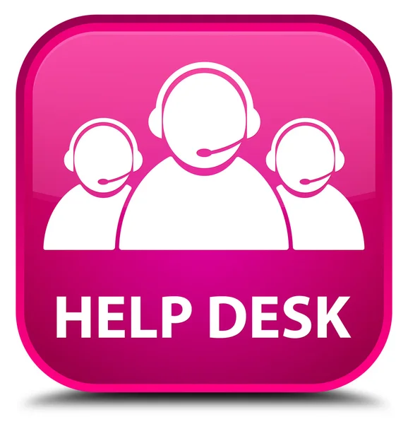 帮助台 （客户关怀团队图标） 粉红色的方形按钮 — 图库照片