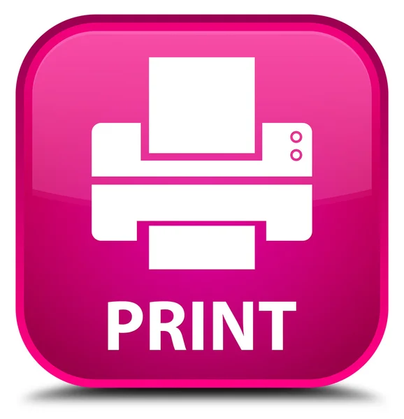 Друкувати (піктограма принтера) рожеву квадратну кнопку — стокове фото