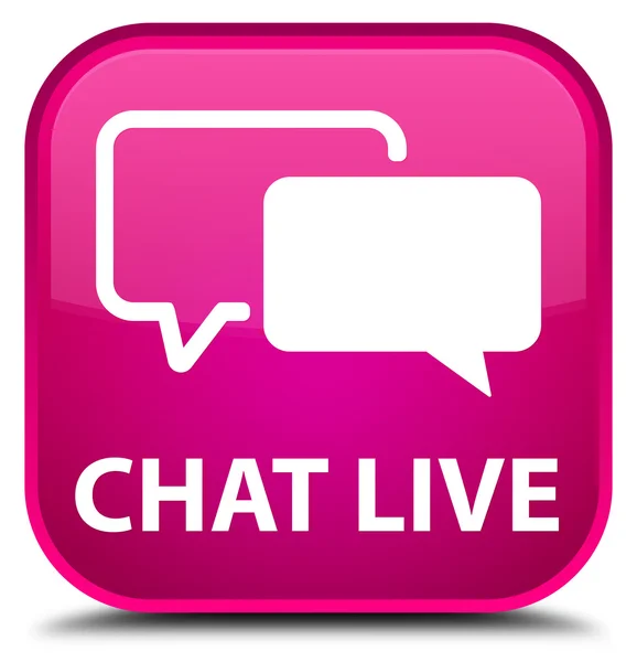 Chat en vivo rosa botón cuadrado — Foto de Stock