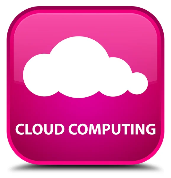 Cloud Computing rosa quadratischer Knopf — Stockfoto
