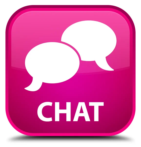 Chat botão quadrado rosa — Fotografia de Stock