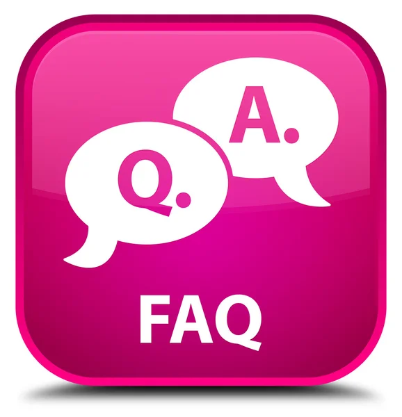 Faq (question answer bubble icon) pink square button — Stock Photo, Image