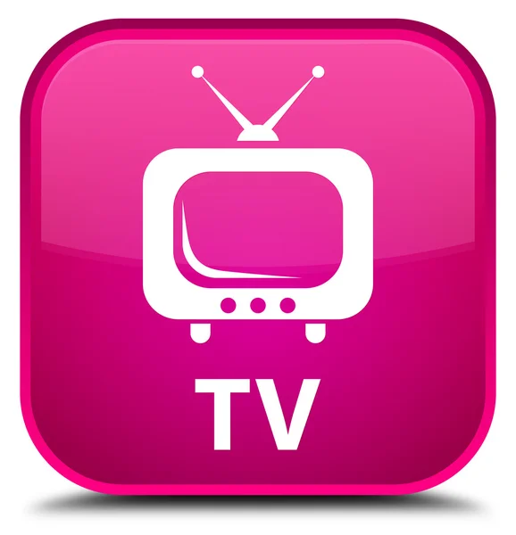 Kwadratowy przycisk TV różowy — Zdjęcie stockowe