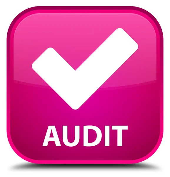 审计 （验证图标） 粉红色的方形按钮 — 图库照片