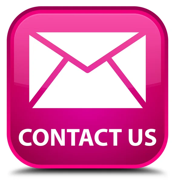 Contact us (email icon) pink square button — Stock Photo, Image