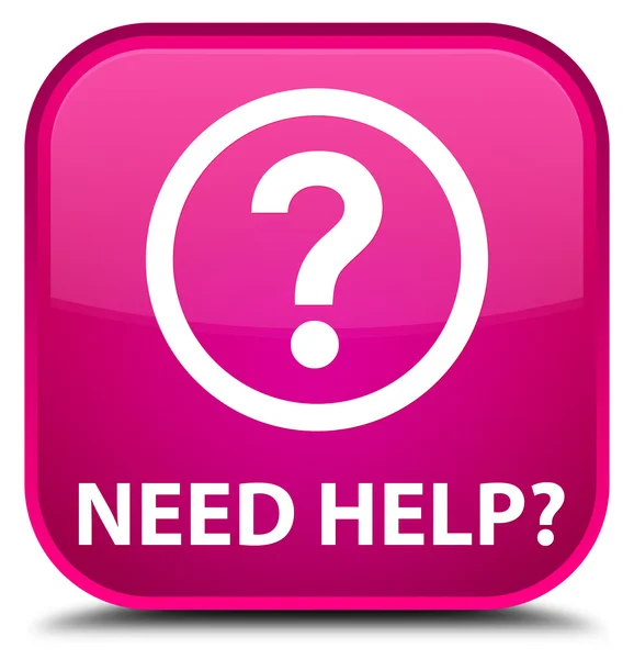 Need help (question icon) pink square button — Stock Photo, Image