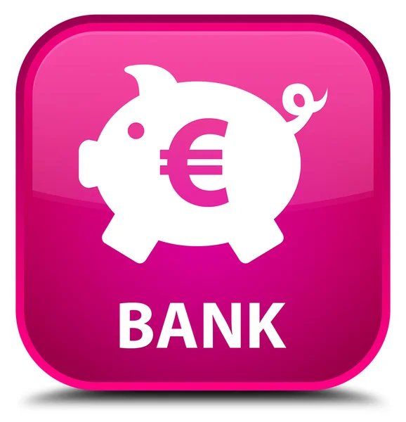 Кнопка банка (знак евро) розового квадрата — стоковое фото