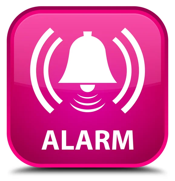 Allarme (icona campana) pulsante quadrato rosa — Foto Stock