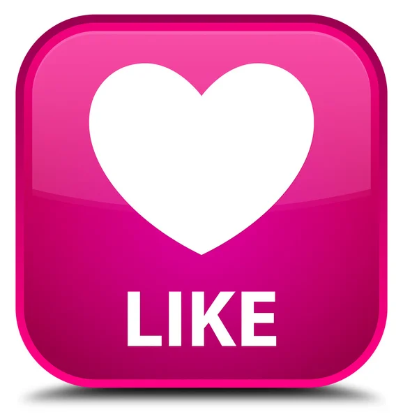 Como (ícone do coração) botão quadrado rosa — Fotografia de Stock