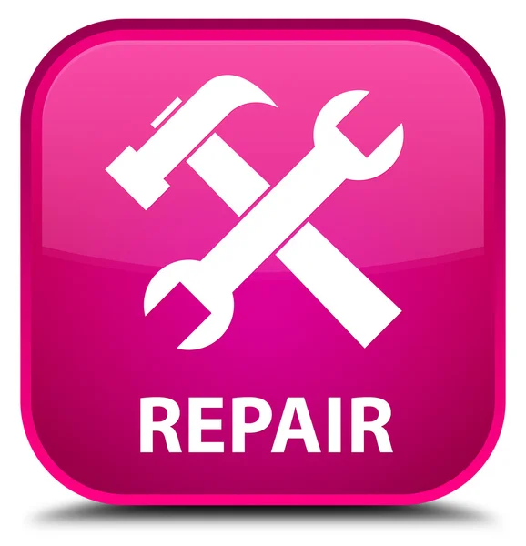 Reparatie (extra pictogram) roze vierkante knop — Stockfoto