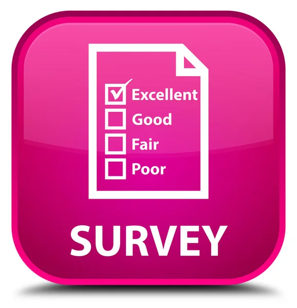 Survey (questionnaire icon) pink square button — Stock Photo, Image