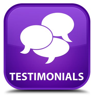 Görüşler (yorum simgesi) mor kare düğme