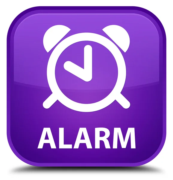 Alarm mor kare düğmesi — Stok fotoğraf