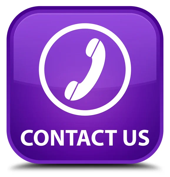 Kontaktieren Sie uns (Telefon-Symbol runde Grenze) lila quadratische Taste — Stockfoto