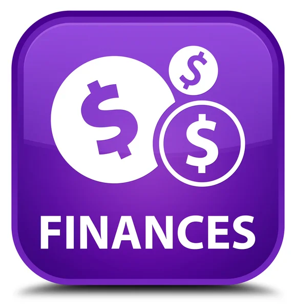 Pénzügyek (dollárjel) lila négyzet gomb — Stock Fotó