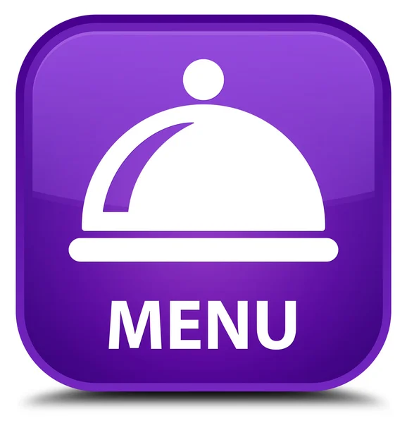 Кнопка меню (значок блюда) пурпурной квадратной формы — стоковое фото