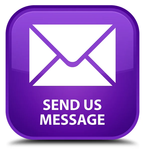 Отправить нам сообщение фиолетовая квадратная кнопка — стоковое фото