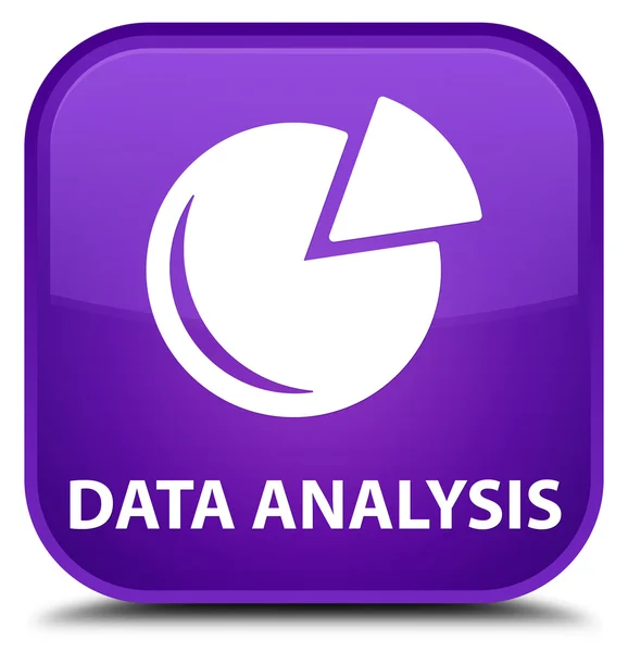 Analisis data (ikon grafik) Tombol persegi ungu — Stok Foto