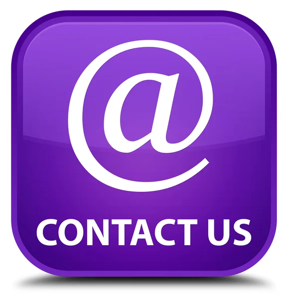 Kontaktujte nás (e-mailová adresa ikona) fialové čtvercové tlačítko — Stock fotografie