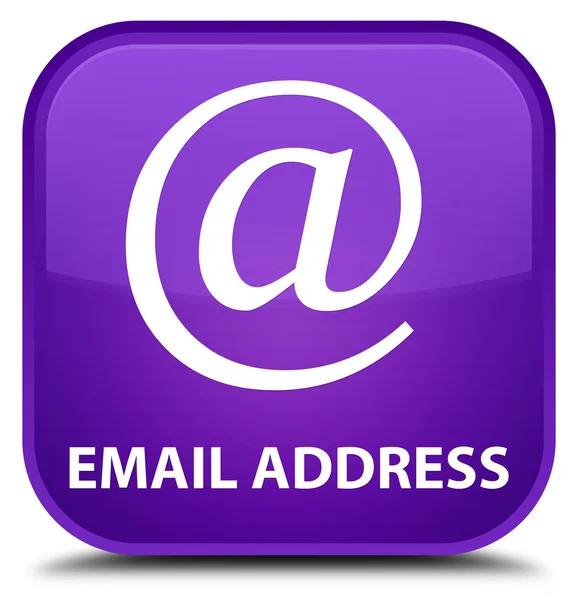 E-mail adres fioletowy kwadratowy przycisk — Zdjęcie stockowe