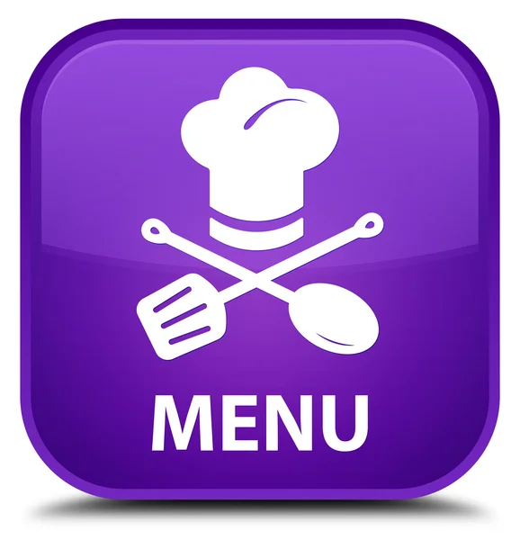 Menú (icono del restaurante) botón cuadrado púrpura —  Fotos de Stock