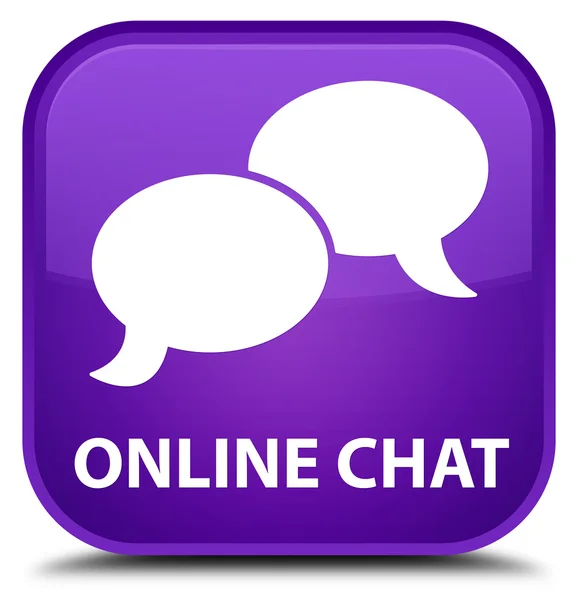 Online-Chat lila quadratischer Knopf — Stockfoto