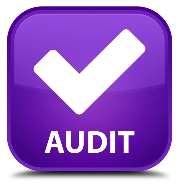 Audit (validare pictogramă) buton pătrat violet — Fotografie, imagine de stoc