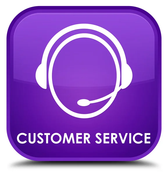 Customer service (customer care icon) purple square button — Stock Photo, Image