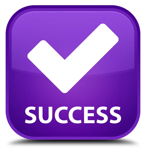 Успіх (перевірена піктограма) фіолетова квадратна кнопка — стокове фото