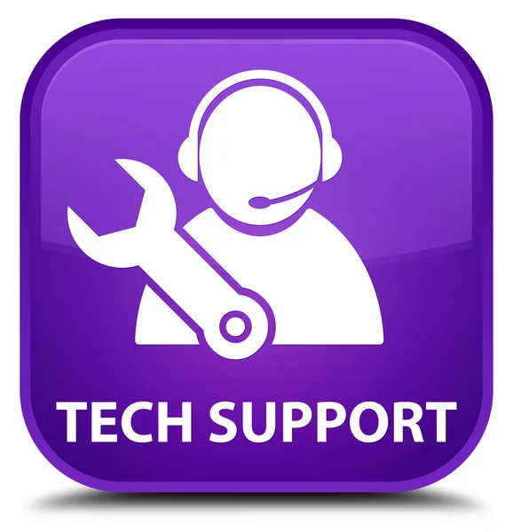 Tech-Unterstützung lila quadratischen Knopf — Stockfoto