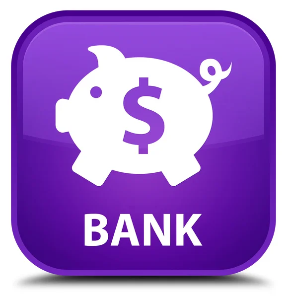 Banco (caja de cerdo signo de dólar) botón cuadrado púrpura —  Fotos de Stock