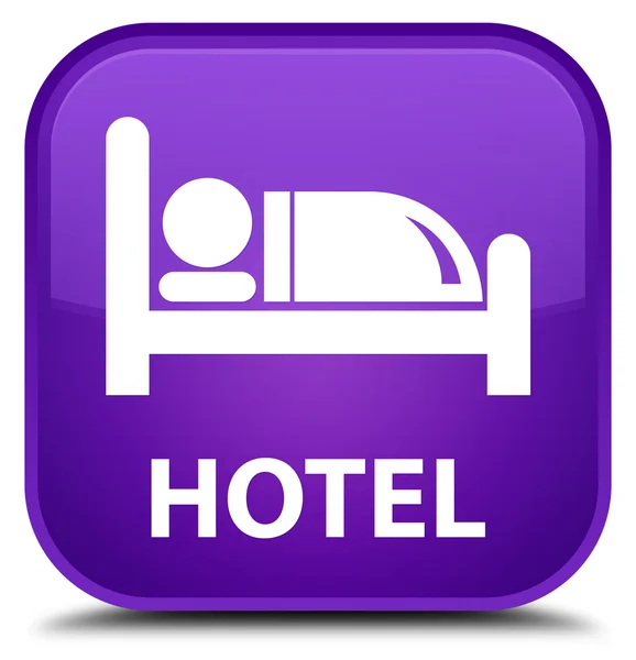 Готель фіолетова квадратна кнопка — стокове фото