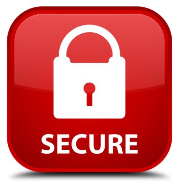 (Asma kilit simgesi) kırmızı kare düğme güvenli