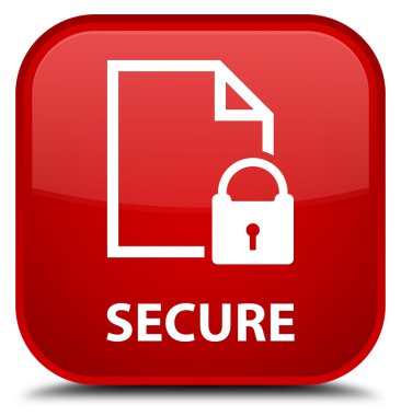 (Belge sayfa asma kilit simgesi) kırmızı kare düğme güvenli