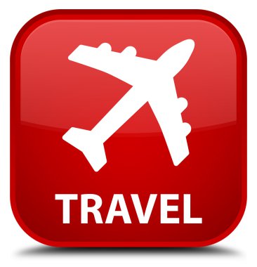 Seyahat (uçak simgesi) kırmızı kare düğme