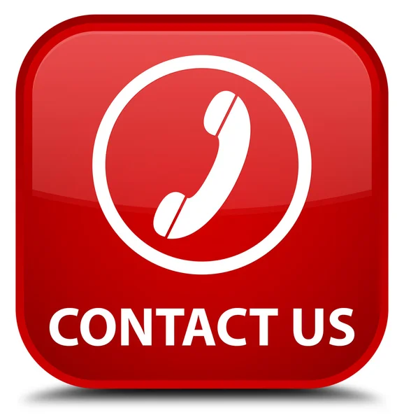 Skontaktuj się z nami (ikonę telefonu okrągłe granicy) plac czerwony przycisk — Zdjęcie stockowe